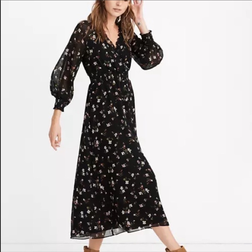Madewell black floral boho maxi dress